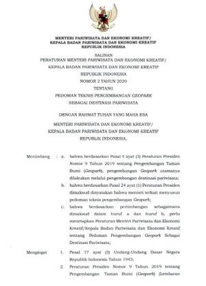 PERMEN PARIWISATA DAN EKONOMI KREATIF KEPALA BADAN PARIWISATA